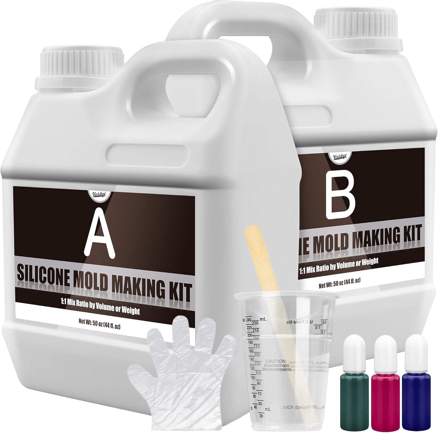 Silicone Moulds Making Kit - 100oz / 2.6L Translucent Liquid Silicone Rubber for Mould Making - Elastic 1:1 Mixing Ratio Fast Curing Moulding Silicone for Casting, DIY Resin Mould, Candle Mould, Craft