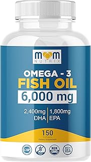 Omega 3 Fish Oil 6000 Mg with Maximum EPA DHA - Supports Brain, Liver, Heart & Immunity - Made in The USA - 150 Softgels
