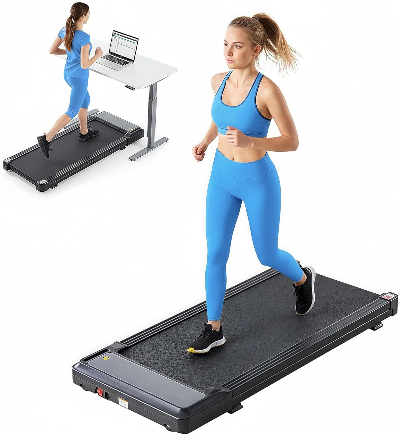Walking Pad Treadmill, 3 in 1 Portable Under Desk Treadmills for Home Small Space, Quiet Compact Folding Treadmill with Remote Control, 320 LBS Capacity