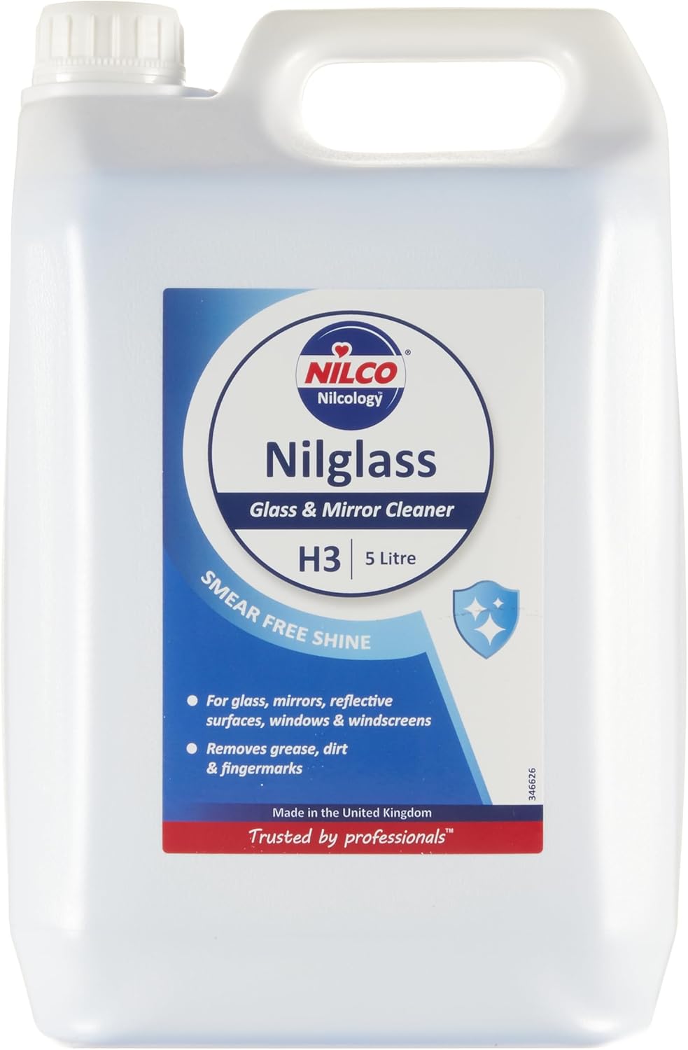 Nilco Nilglass Professional, H3 Glass & Mirror Cleaner, 5 L