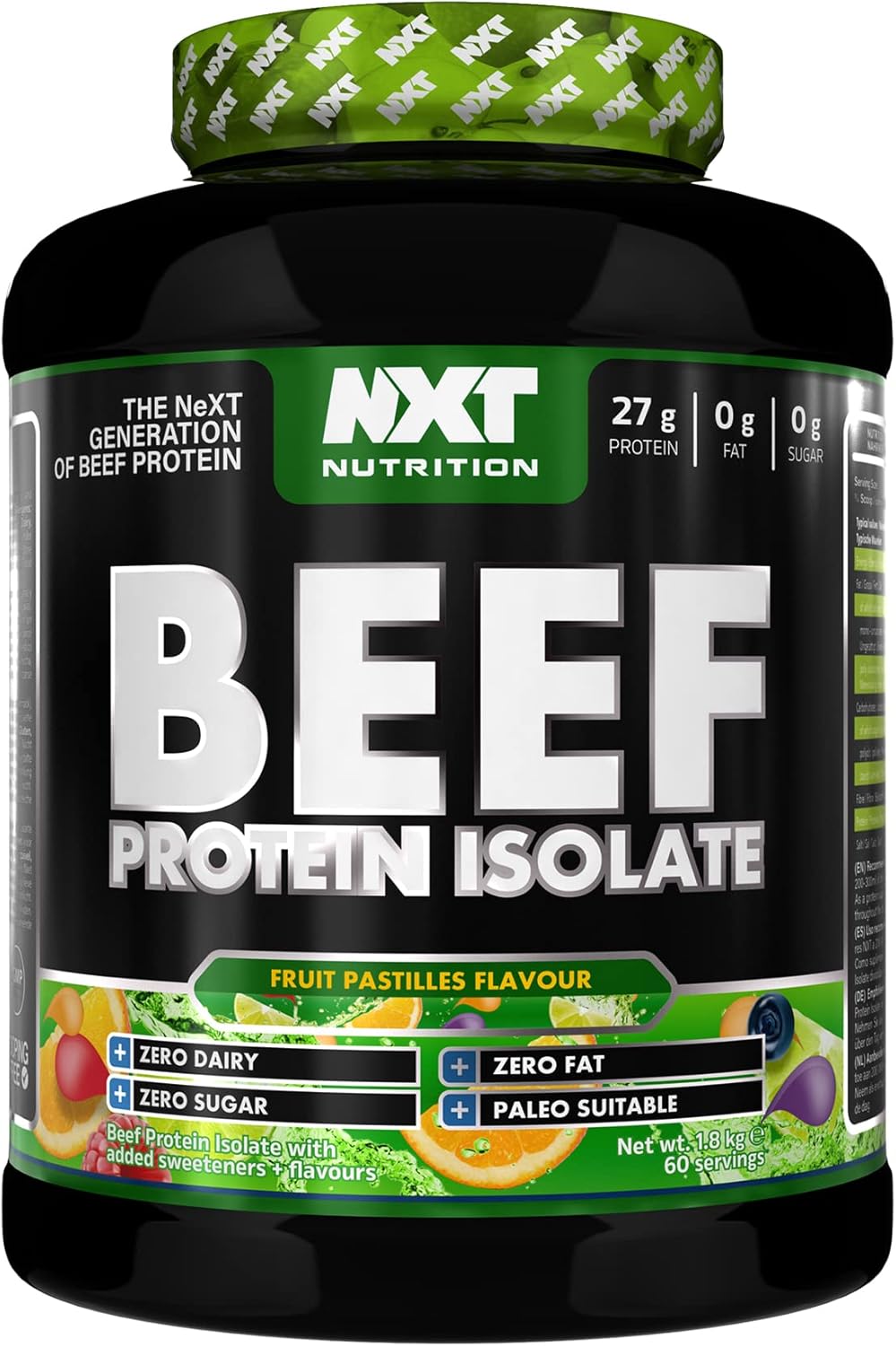 NXT Nutrition Beef Protein Isolate Powder - Protein Powder High in Natural Amino Acids - Paleo, Keto Friendly - Dairy and Gluten Free - Muscle Recovery | 1.8kg | Limited Edition: Fruit Pastilles