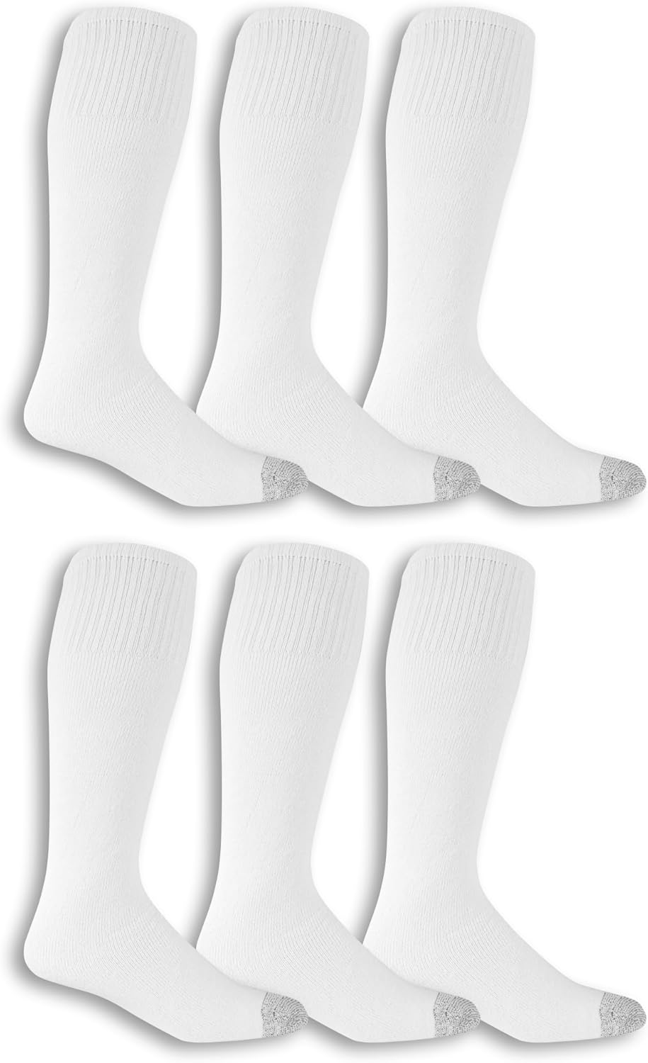 Fruit Of The Loom Men's 6 Pack Over The Calf Tube Socks, White, Sock Size:10-13/Shoe Size: 6-12