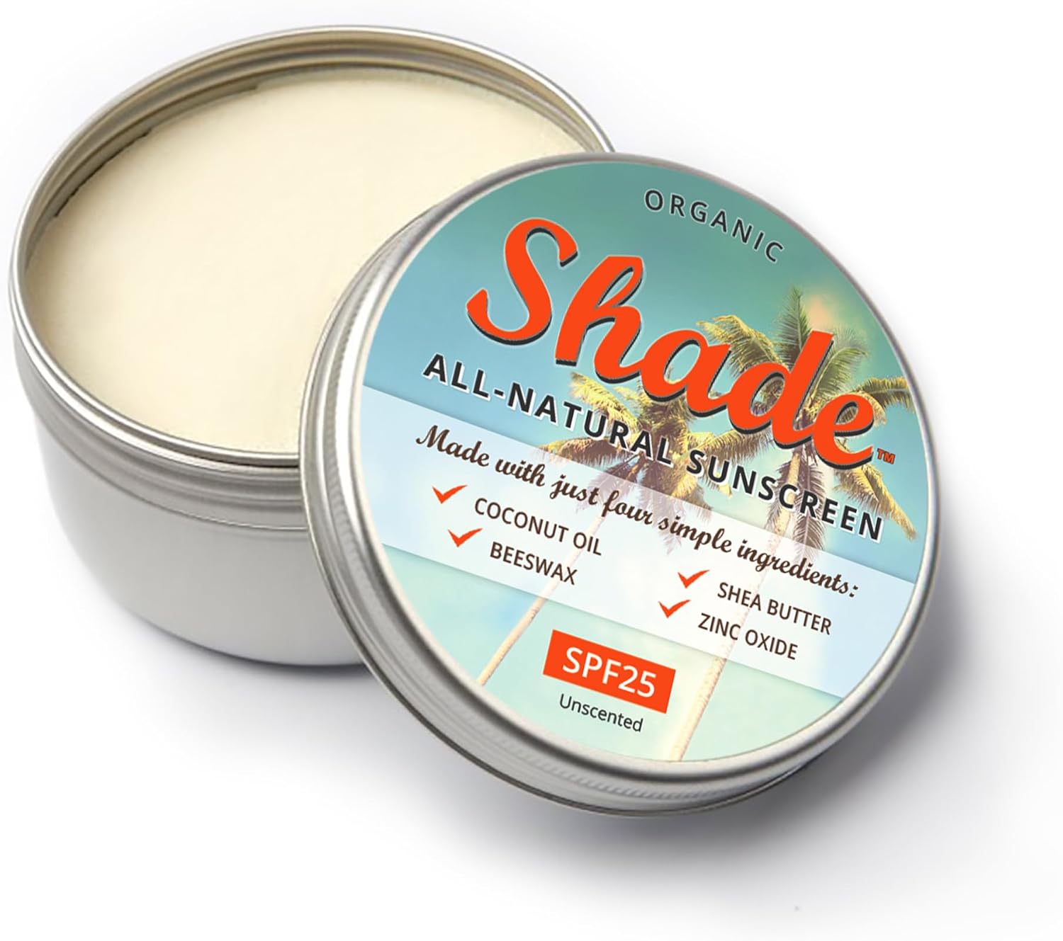 Shade All-Natural Sunscreen SPF25 | Unscented | Mineral-based Broad Spectrum Protection | Only 4 Ingredients | Face & Body | Marine & Freshwater Friendly | Sensitive Skin | 100ml