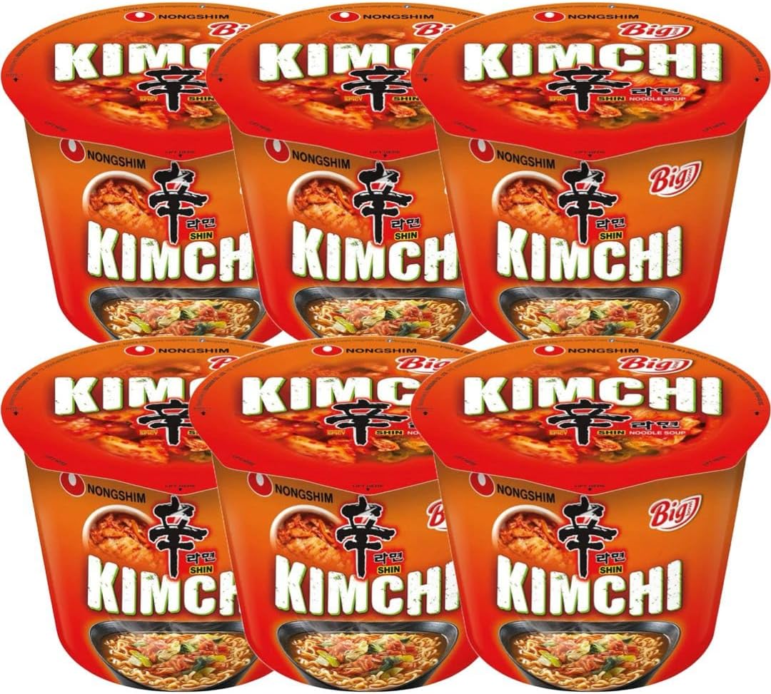 Nongshim SHIN Kimchi Big Bowl Ramen Instant Noodles Soup 112g (Pack of 6)