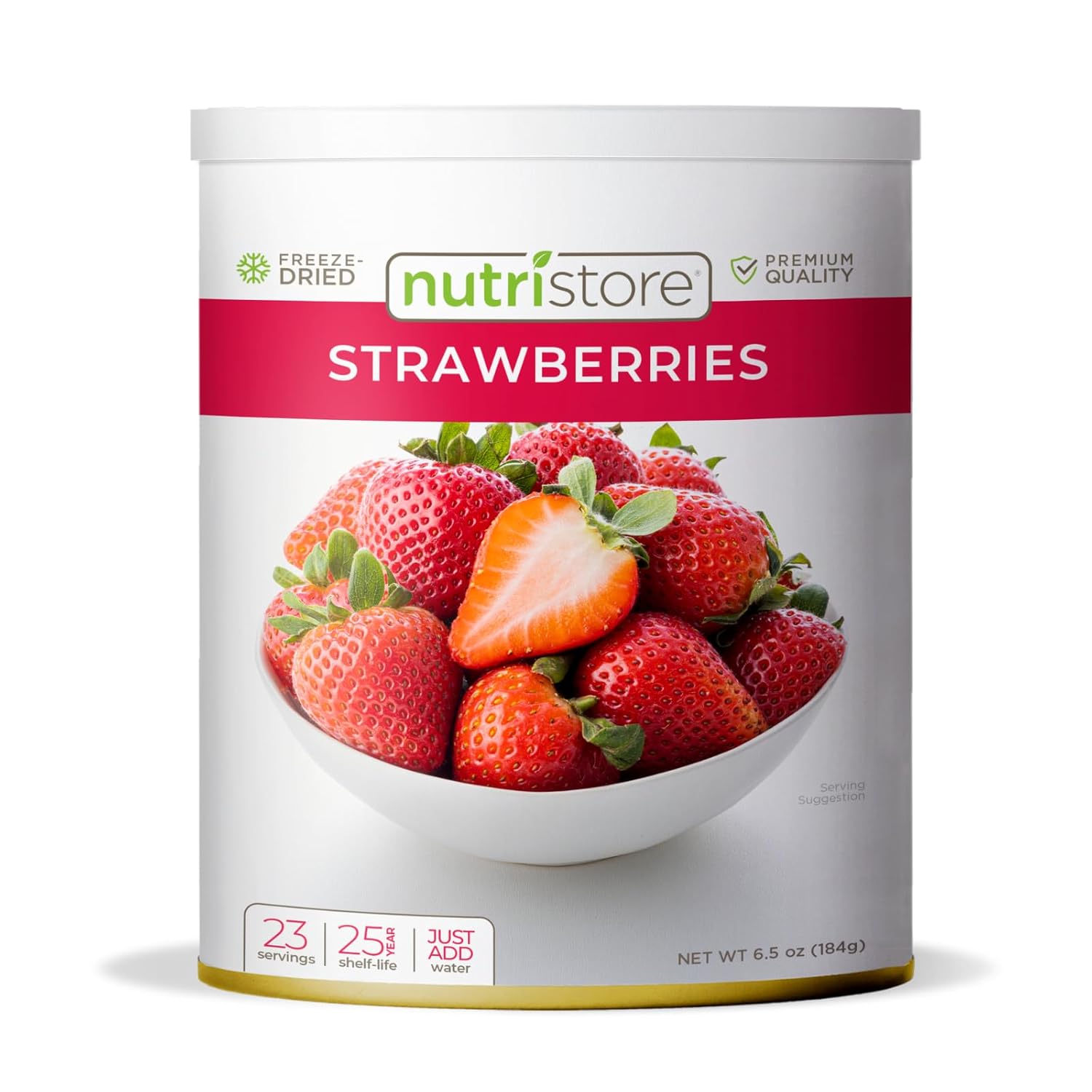 Nutristore Freeze Dried Fruit | 100% Natural, Healthy Everyday Snacks Bulk | Premium Quality & Crispy Fresh Taste | Emergency Survival Food Supply | 25-Year Shelf Life (1-Pack, Strawberries)