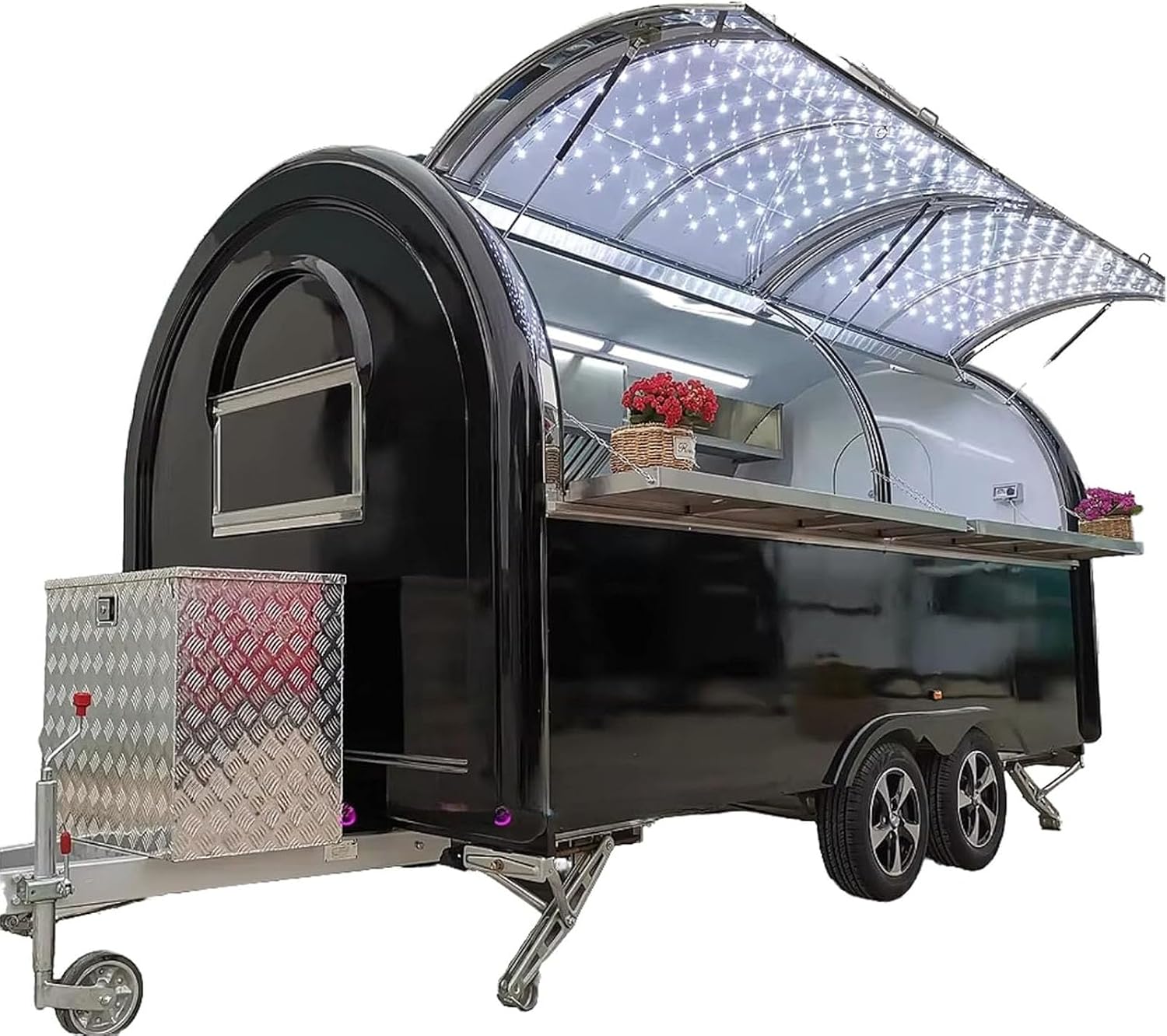 Portable Customizable Mobile Food Truck Caravan Concession Stand Trailer Cart, Fully Equipped for Quick Food Service, Ideal for Fast Food, Coffee, Ice Cream & More