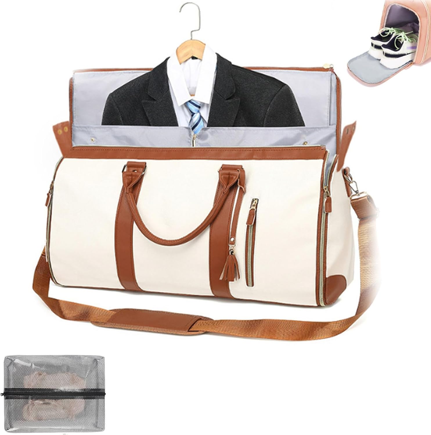 GLSAYZU Luxe Mega Bag, 2 in 1 Hanging Suitcase Foldable Travel Bag Hand Luggage, Luxe Megabag with Waterproof Shoe Bag, Women Foldable Travel Bag (B)