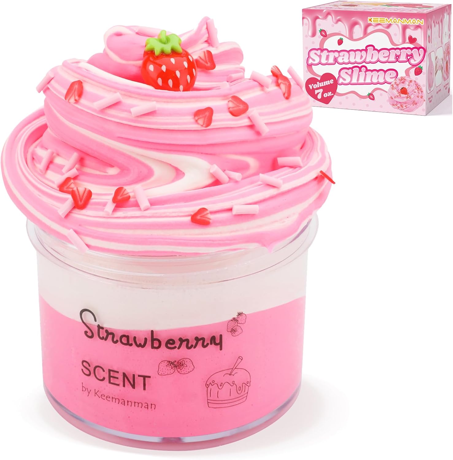 Strawberry Slime, Scented Butter Slime Kit Cute Preppy Stuff for Girls Boys Kids