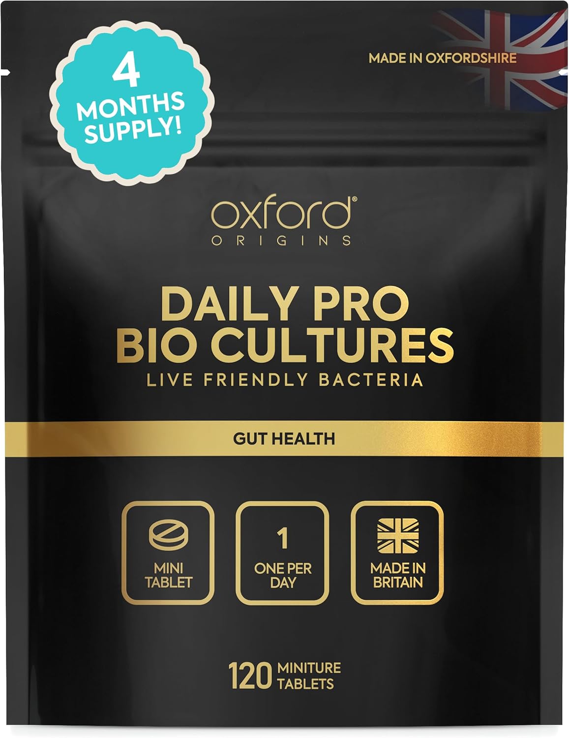Advanced Micro Probiotics for Gut Health | Made in The UK | One-a-Day Micro Probiotics for Women & Men | Gut Health Supplements to Support IBS, Bloating & Gas | 4-Month Supply - 120 Mini Tablets