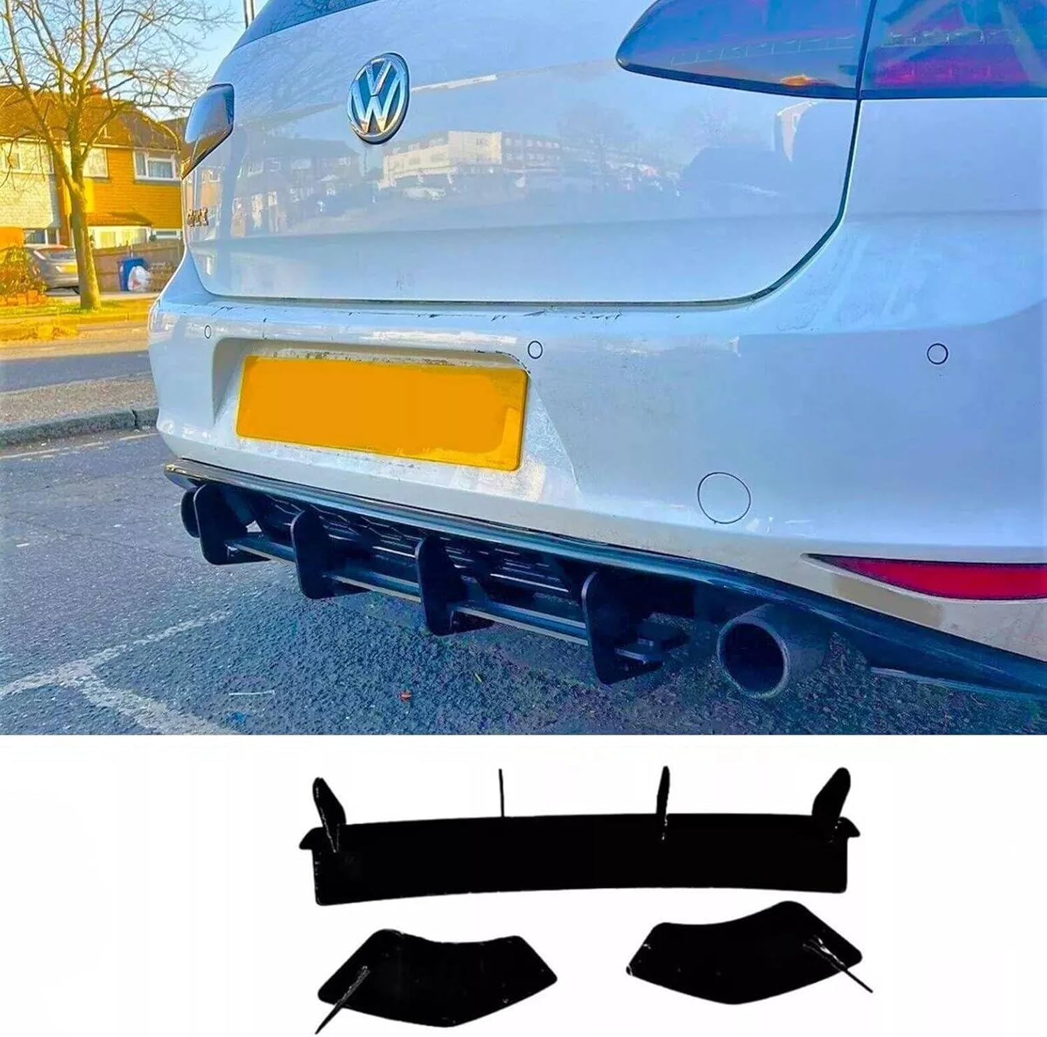 Auto Perfectionists UK Rear Blade Style Diffuser and Side Splitters Compatible With VW Golf GTI MK7 2013-2016 ABS Gloss Black