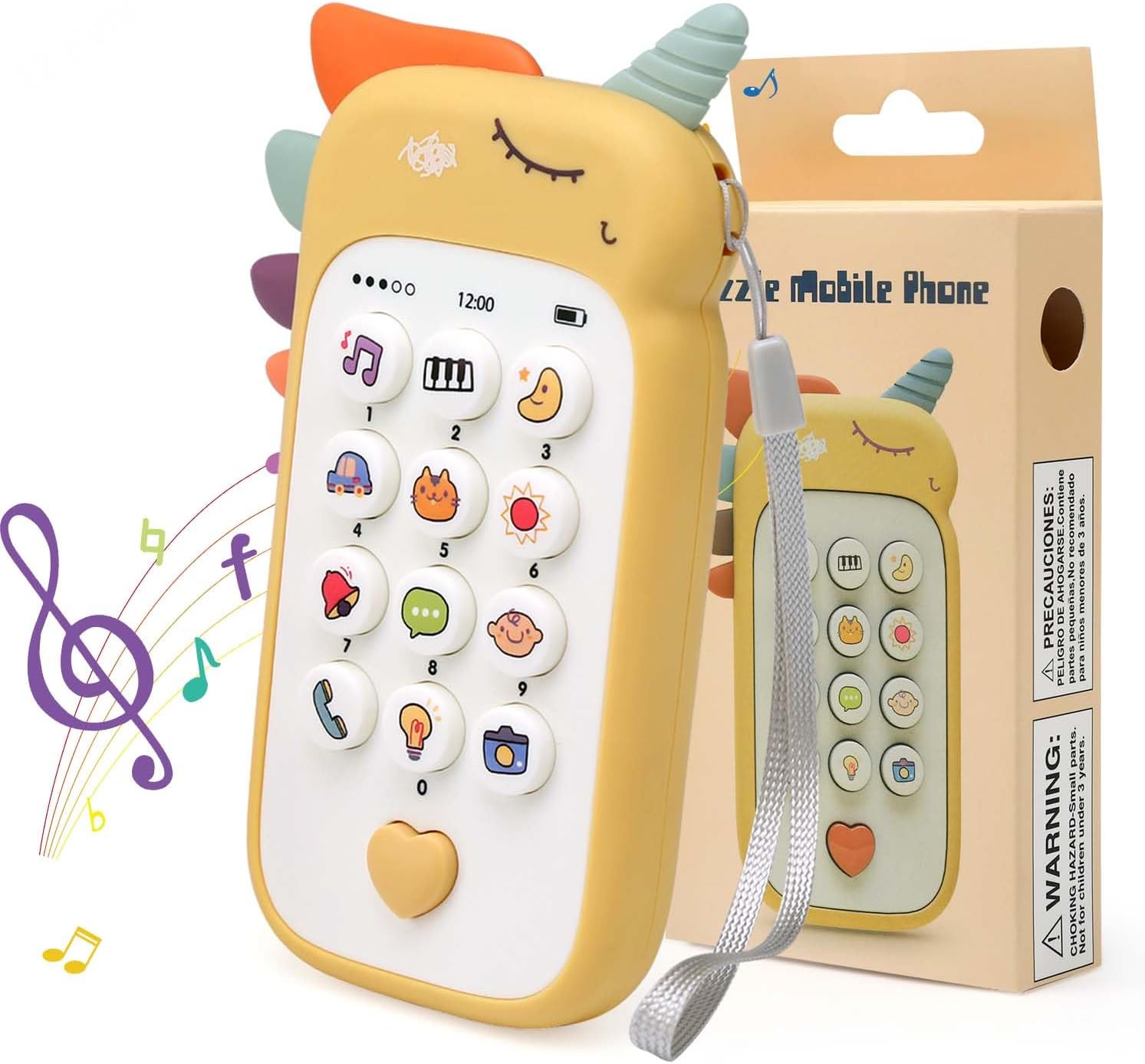 Bambebe Baby Phone Toys for 1 Year Old Boys Girls Gifts, Musical Baby Sounds Toys for Babies 12-18 Months, Interactive Baby Cell Phone Toy with Early Education & Music(Yellow)