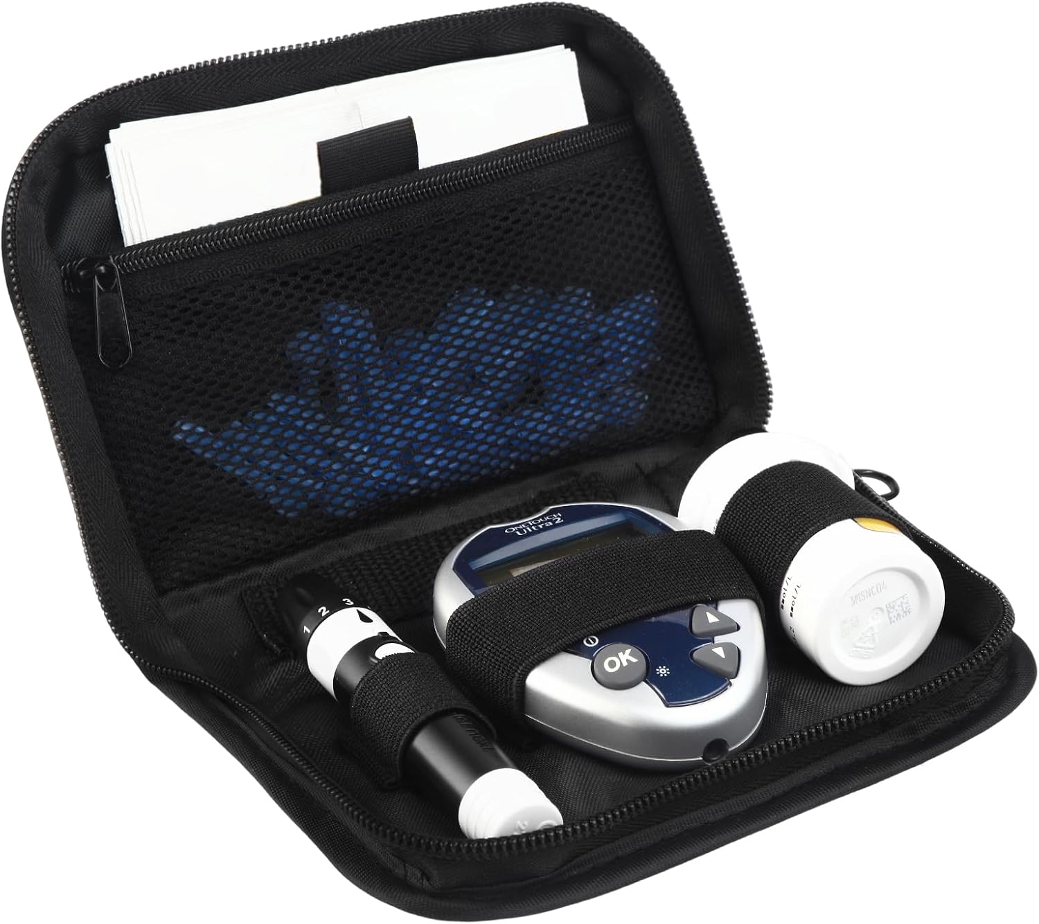 Diabetes Travel Case for One Touch Ultra 2, Blood Glucose Monitor Carrying Case for One Touch Ultra 2/Accu Chek, Diabetic Organizer Carrying Bag Kit