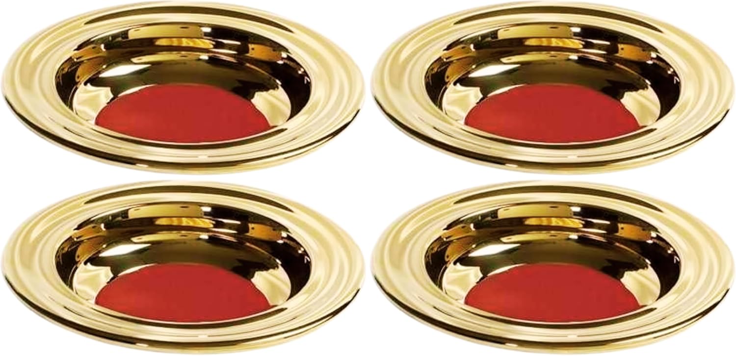 BROADMAN CHURCH SUPPLIES RemembranceWare Offering Plate, Brass with Red Felt (Pack of 4)