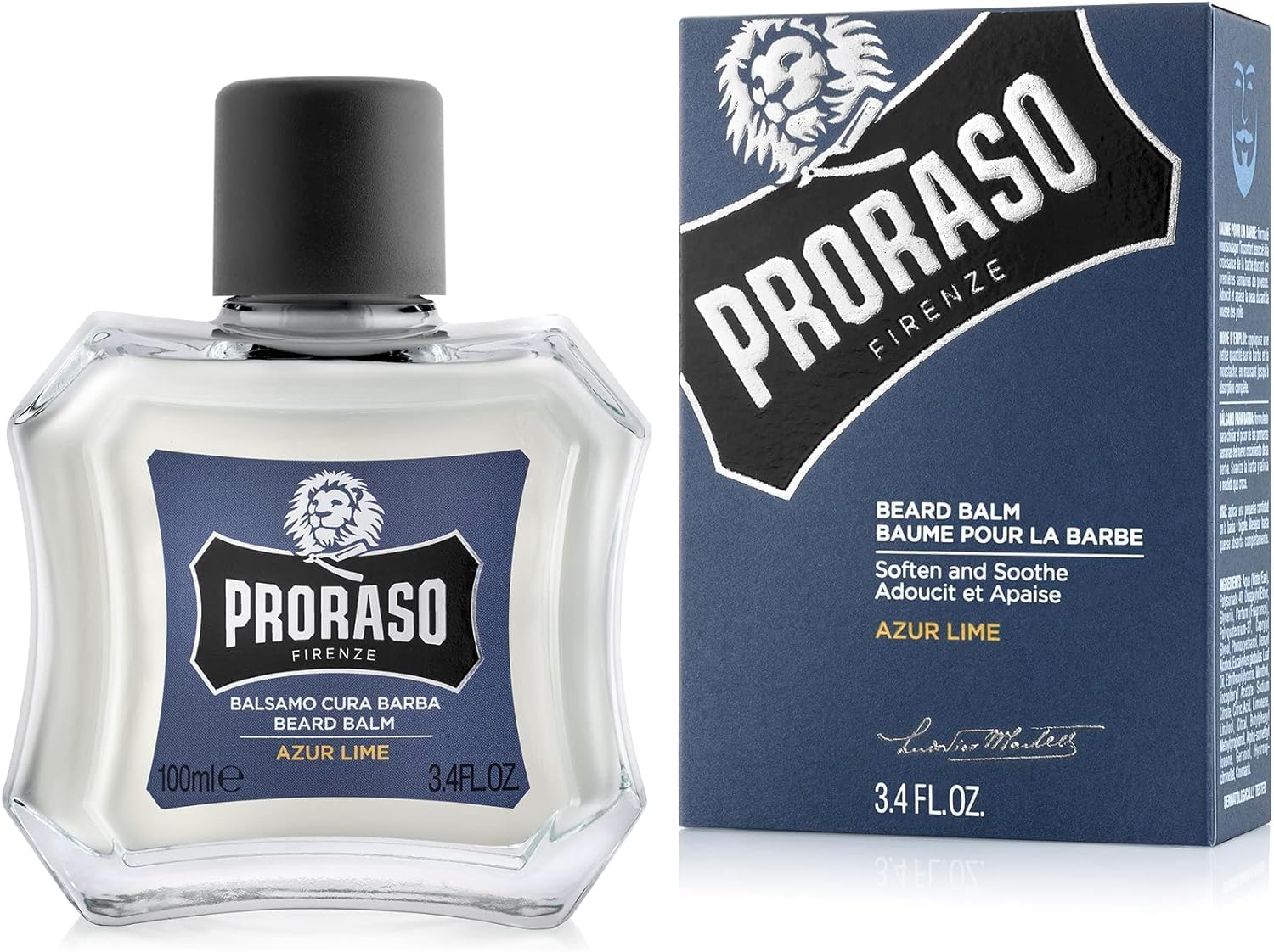 Proraso Beard Balm, Azur Lime, 100ml, Fresh Scented Beard Balm for Men, Softens, Protects, Conditions and Eases Itching and Discomfort, Made in Italy