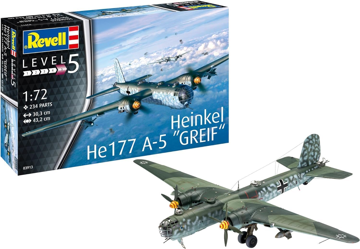 Revell 03913 Heinkel He177 A-5 "Greif" 1:72 Scale Unbuilt/Unpainted Plastic Model Kit