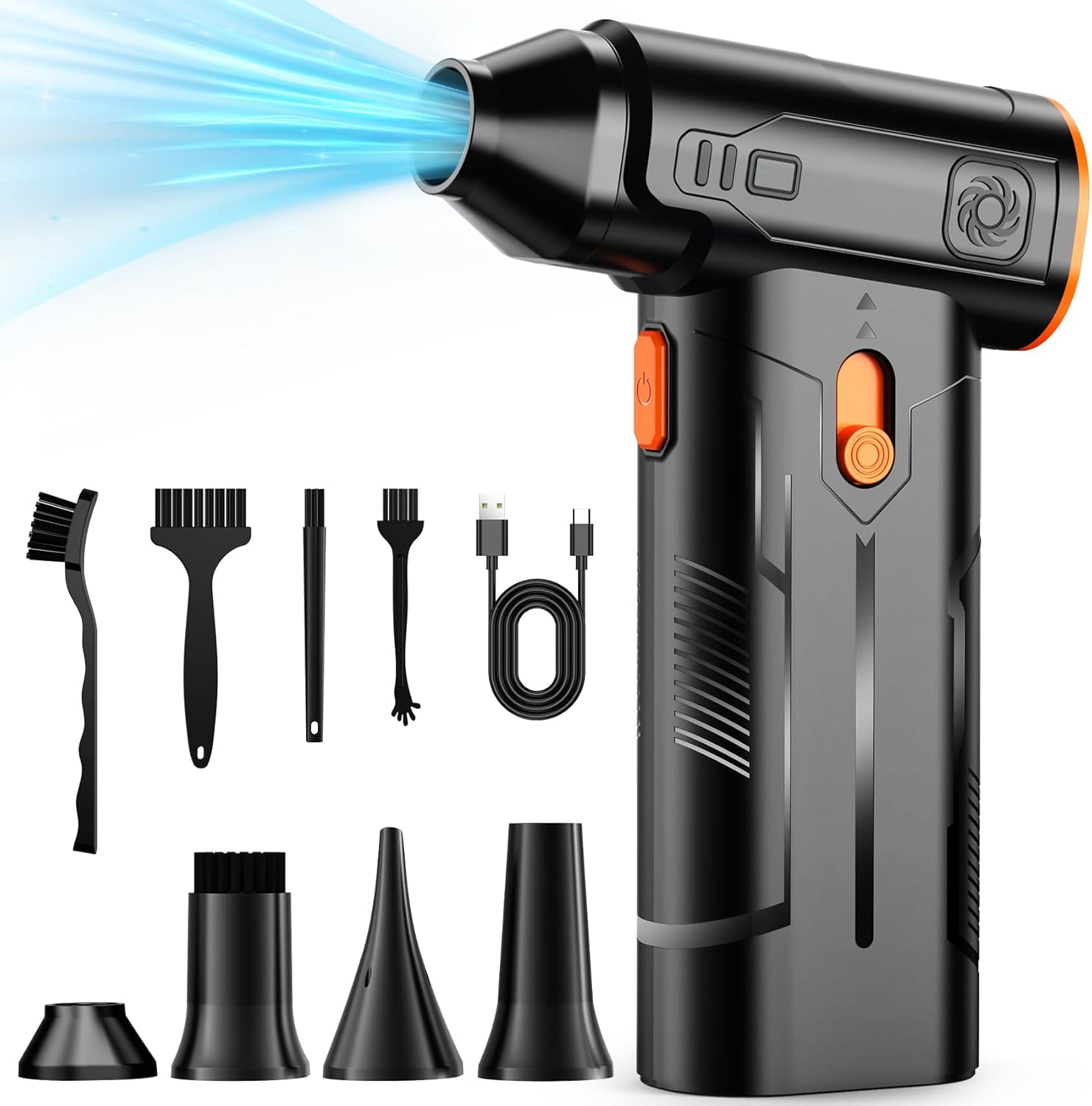 Compressed Air Duster, 130000RPM Cordless Electric Air Duster with Brushless Motor, Replaces Compressed Air Cans, Rechargeable and Variable Speed Air Blower for Home Outdoor Computer Keyboard Car