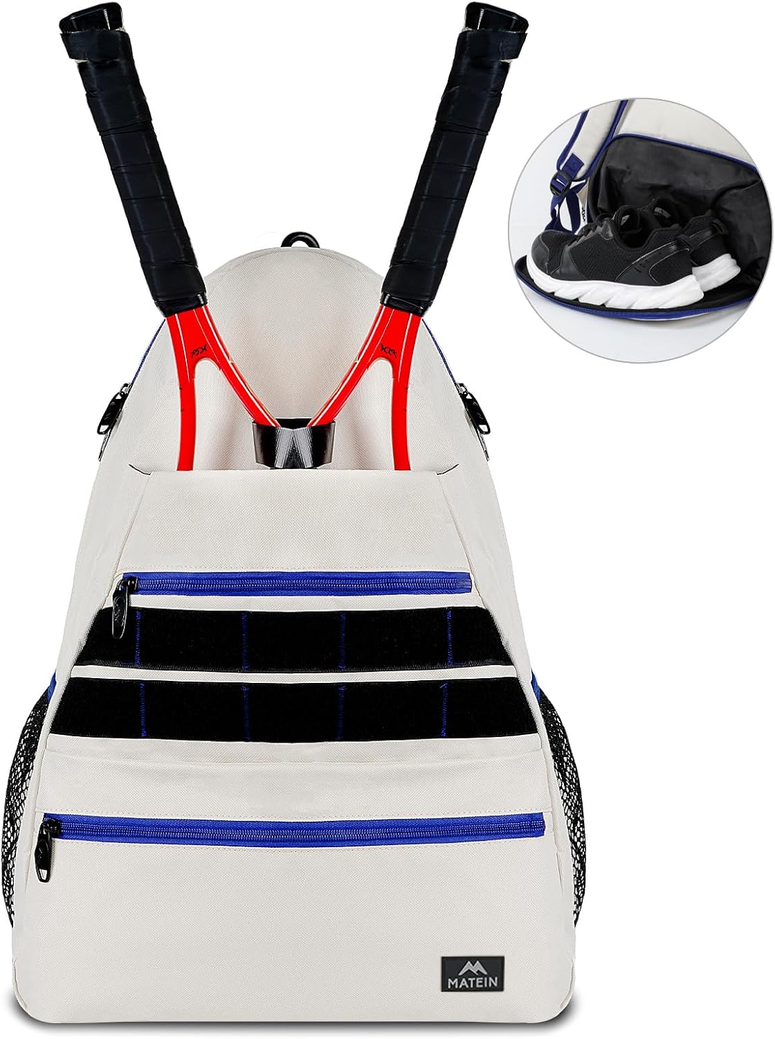 MATEIN Tennis Bag Tennis Racket Bags, Large Tennis Backpack for Men & Women with Shoe Compartment Hold 2 Rackets, Waterproof Tennis Gifts Bag