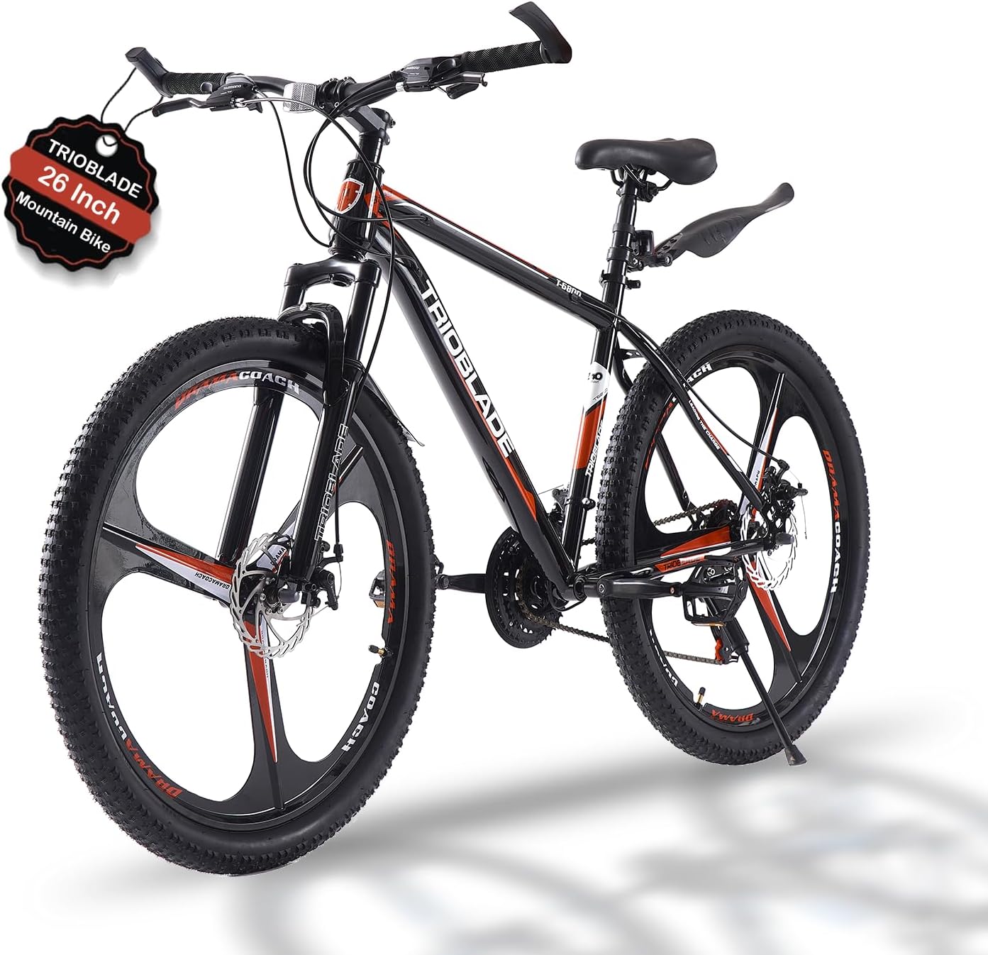 TRIOBLADE 24''26''27.5'' Mountain Bike 3 Spoke Wheels Mountain Bicycle 21 Speeds Disc Brake Bike Lightweight Frame Bicycle for Adult Men Women Sport Cycling Bike