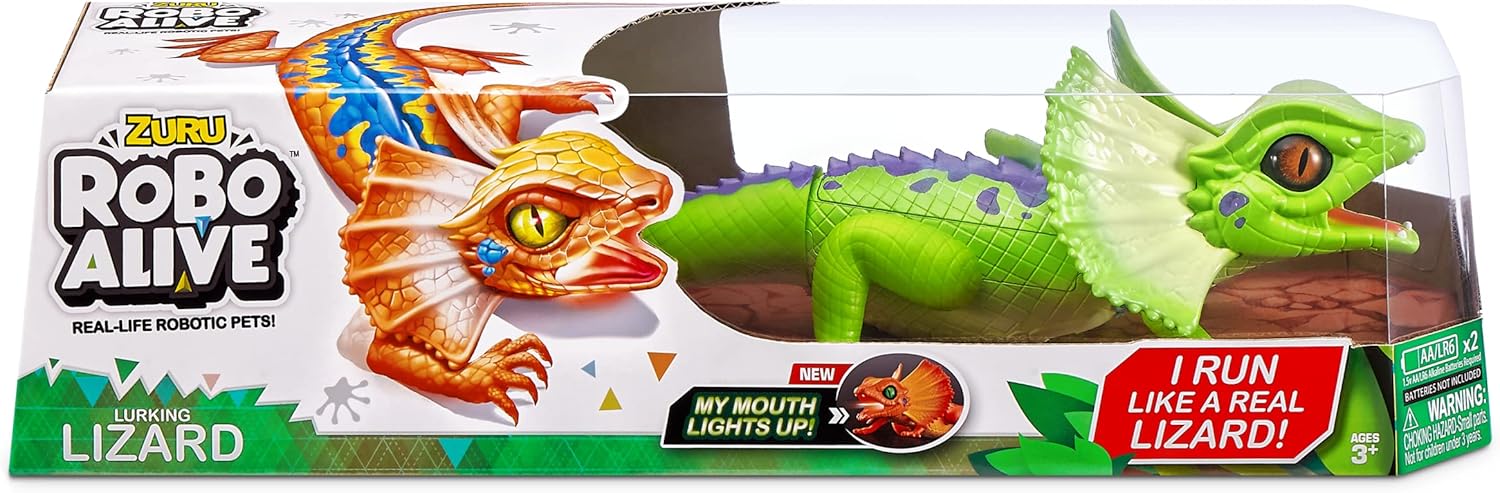 ZURU Robo Alive Light-Up Frill Neck Lizard Assorted 10 cm