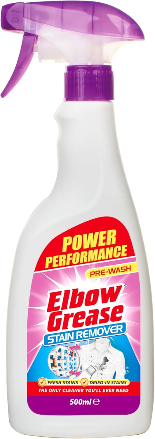 Elbow Grease Stain Remover Spray | Pre-Wash for Clothes, Carpets & Upholstery - Tackles Grease & Oil Stains | Fresh or Dried-in Stains (500ml)