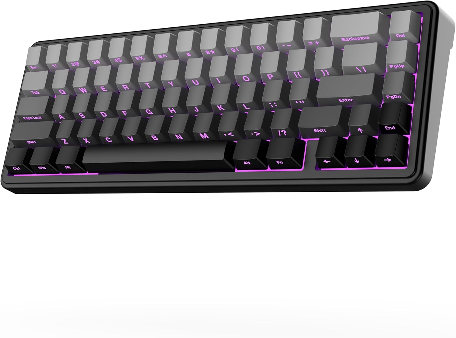 EPOMAKER x Aula F65 65% Wireless Mechanical Keyboard, Hot Swappable Gasket Custom Gaming Keyboard with Five-Layer Padding, RGB Backlit, Bluetooth/2.4GHz/USB-C (Black, Graywood V3 Switch)