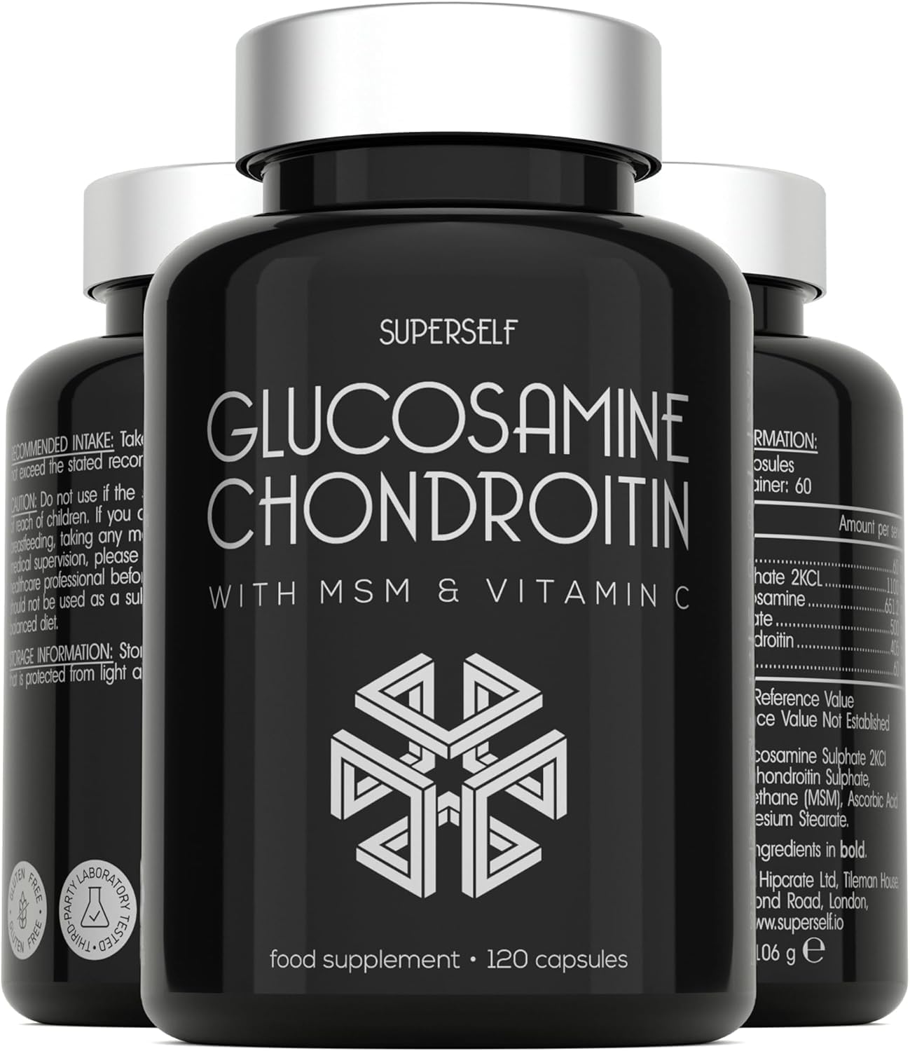 Glucosamine and Chondroitin High Strength - Glucosamine Sulphate with Chondroitin, MSM & Vitamin C - 120 Capsules - 1720mg Glucosamine Complex - Combination Joint Care Supplements for Men & Women