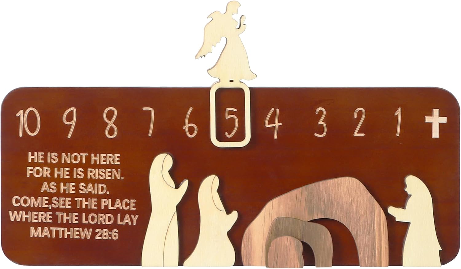 Easter Empty Tomb Resurrection Scene Wooden Easter Countdown Decor Jesus Sign Tiered Tray Decorations for Christian Home Tabletop Office