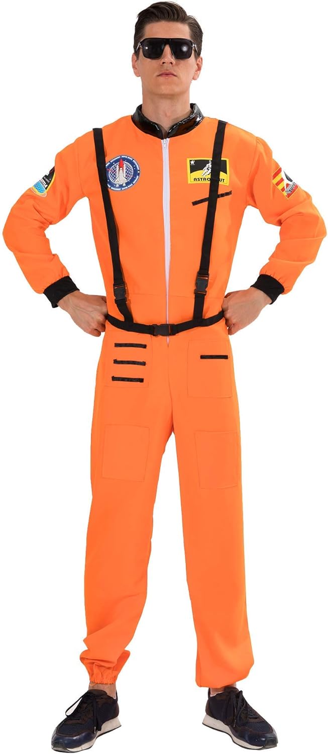 EraSpooky Astronaut Costume Men Halloween Spaceman Suit Adults Pilot