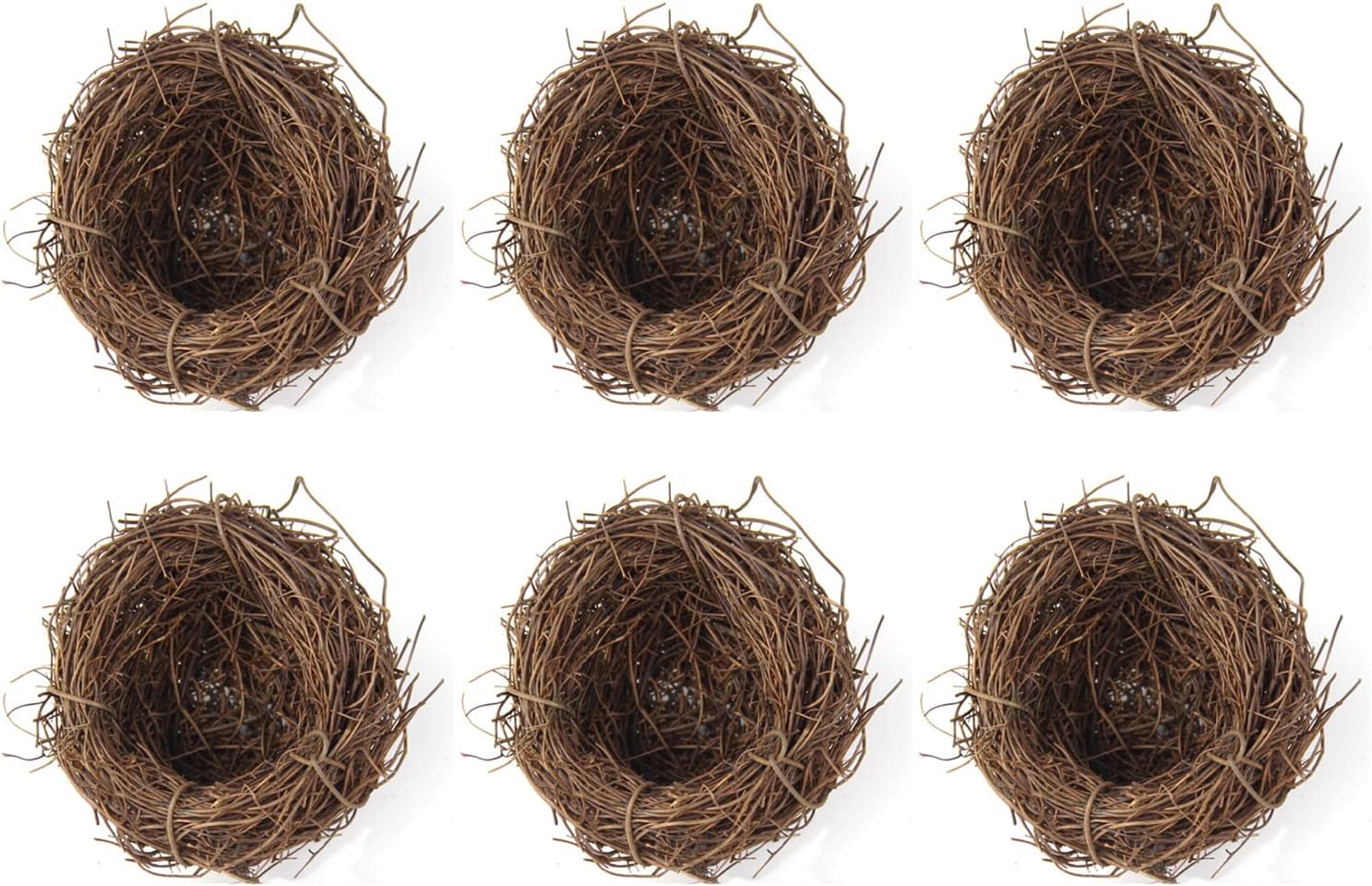 6 Pcs Bird Houses Hand Made Bird Nests Natural Bird Habitats for Home Decoration Craft Scene Fairy Garden