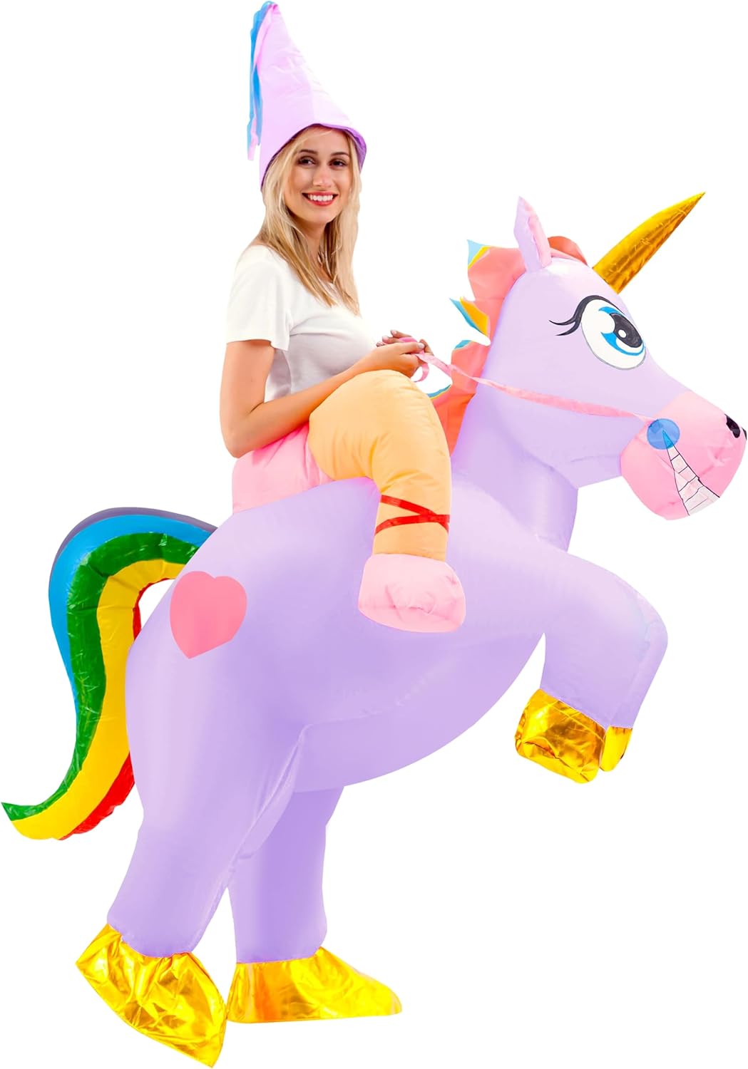 Spooktacular Creations Inflatable Costume, Riding a Unicorn Air Blow-up Deluxe Halloween Costume Adult
