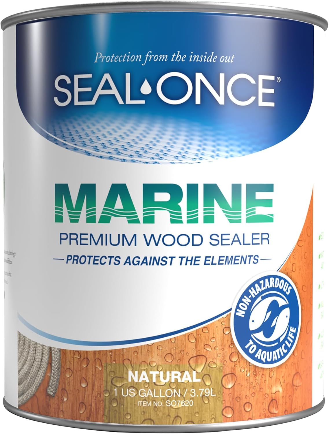 Seal-Once Marine Waterproof Wood Sealer and Stain, Natural, 1 Gallon