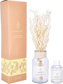 Flower Reed Diffuser Set for Home, Office, Living Room, Bedroom - Fragrance Gift Set - Bathroom Diffusers - Farmhouse Rustic Decor - Room Aroma Fresheners - French Block Scent
