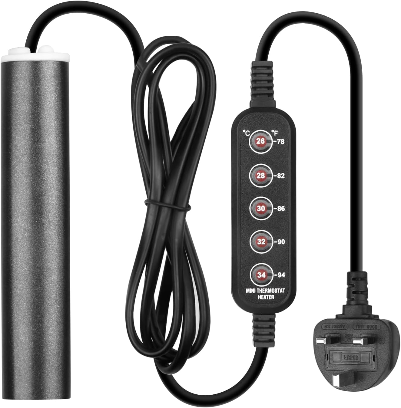 ITIY Mini Fish tank heater 75W, Small Aquarium Heater with 2 Suction Cups Temperature Control for 40-50L Marine Saltwater and Freshwater