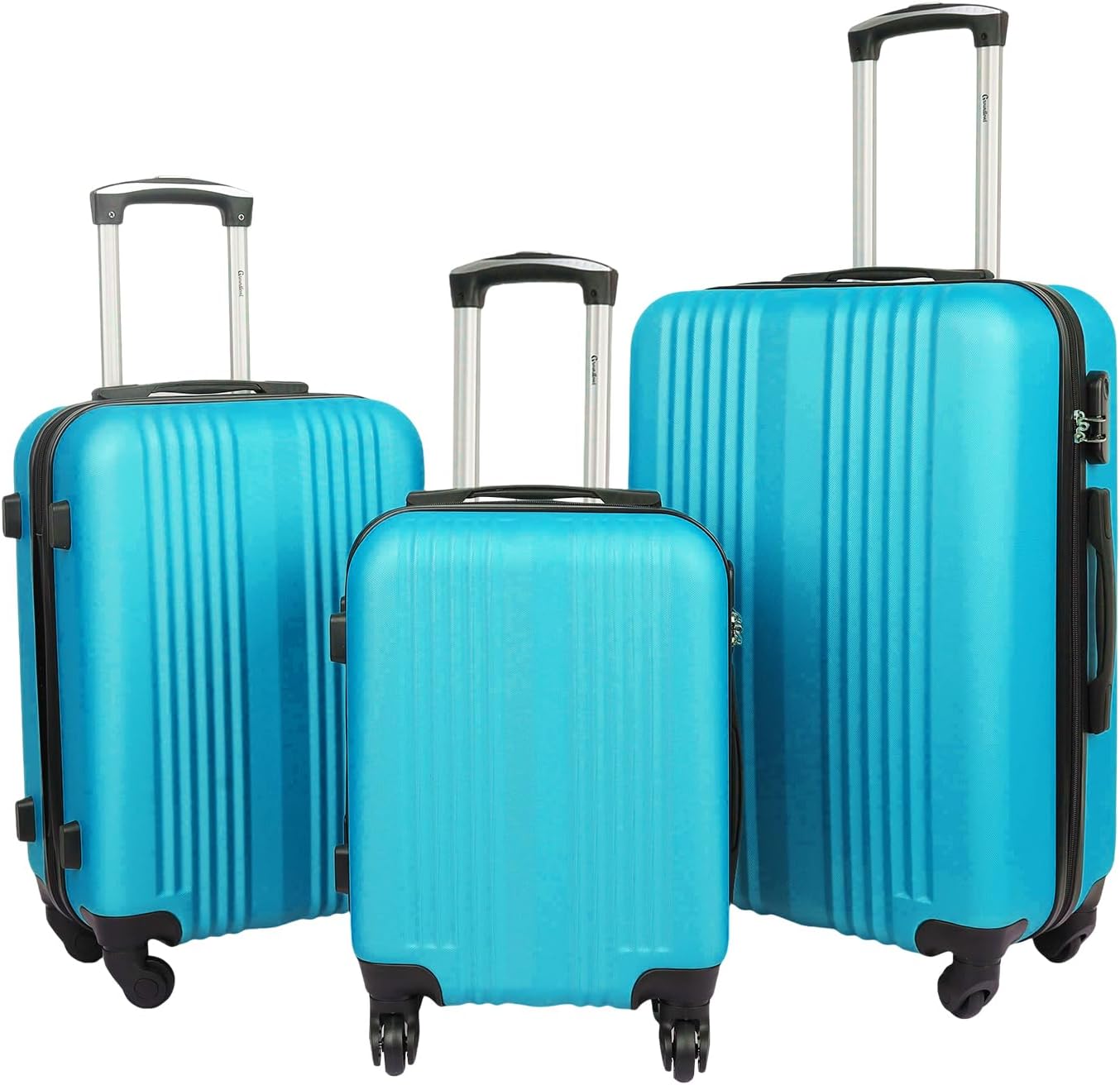 groundlevel Delta Stripe 3 Piece Luggage Set - Turqouise