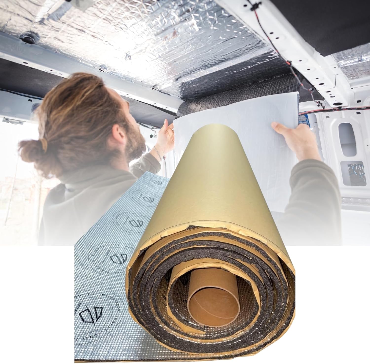 7mm (20m x 1m) Self Adhesive Van Insulation & Soundproofing for Campervans, Van Conversions, Cars, Shed, Loft, Garage, Underfloor Thermal Laminate Underlay, Thick Reflective Foil Roll