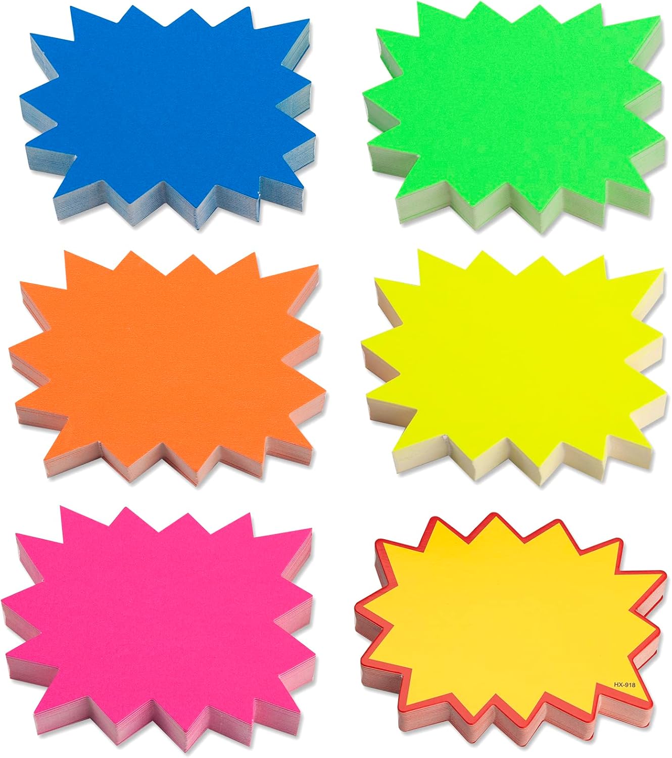 RSXING 300 Pcs Starburst Signs Fluorescent Price Signs, Blank Star Shape Signs Price Eye-catching, Retail Store Price Label Garage Sale Supplies Tags for Party Favors