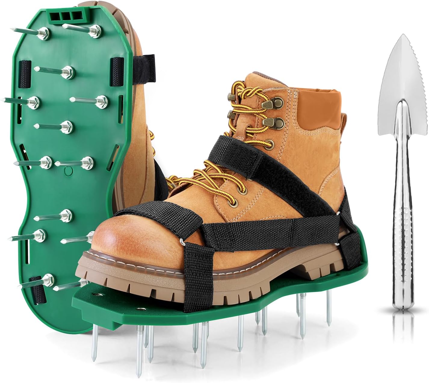 Ohuhu Lawn Aerator Shoes with Hook & Loop Straps, All New Unique Design Free-Installation Heavy Duty Spiked Aerating Sandals, One-Size-Fits-All for Yard Patio Lawn Garden