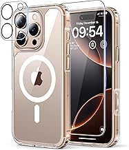 TAURI 5 in 1 for iPhone 16 Pro Max Case, Compatible with MagSafe [Not-Yellowing] with 2X Screen Protector + 2X Camera Lens Protector, Military-Grade Protection, Magnetic Case for 16 ProMax 6.9", Clear