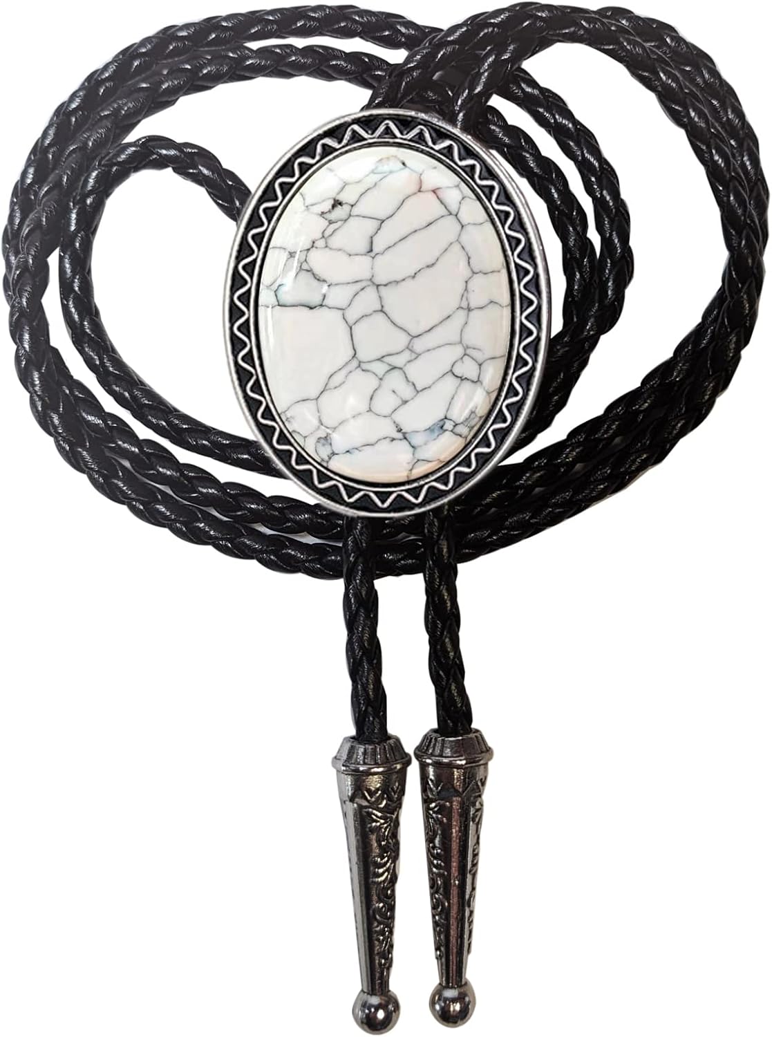 Himongoo Turquoise Jade Agate Granite BOLO Tie for Men Women Leather Rope Wedding Necklace Western Cowboy Necktie