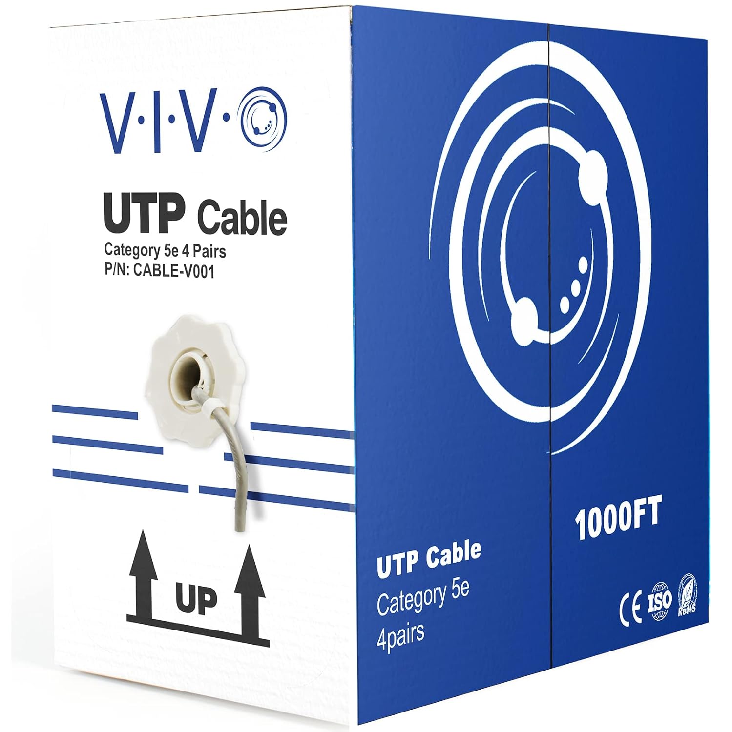 VIVO Gray 1,000ft Bulk Cat5e, CCA Ethernet Cable, 24 AWG, UTP Pull Box, Cat-5e Wire, Indoor, Network Installations CABLE-V001