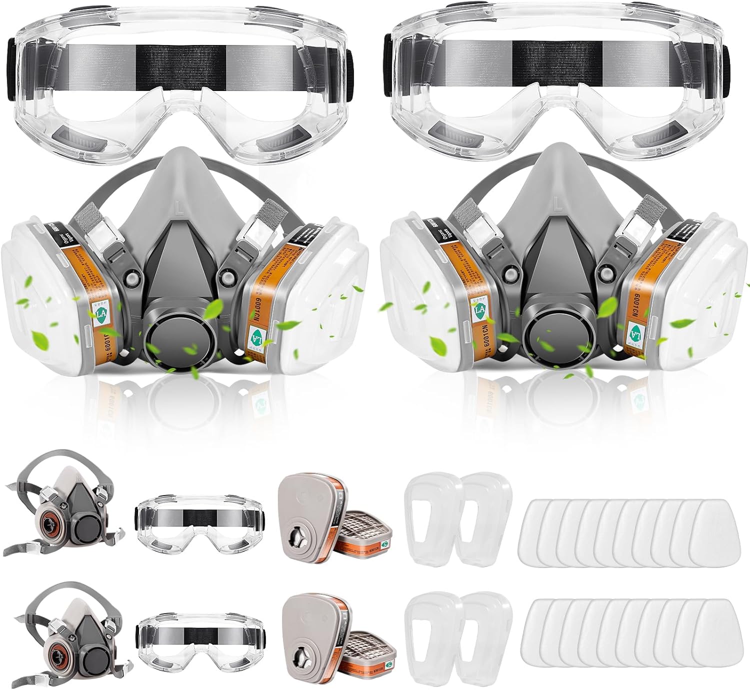 Reusable Half Face and Full Face Gas Mask with Activated Carbon Filter Against Organic Vapor/Dust/Chemical