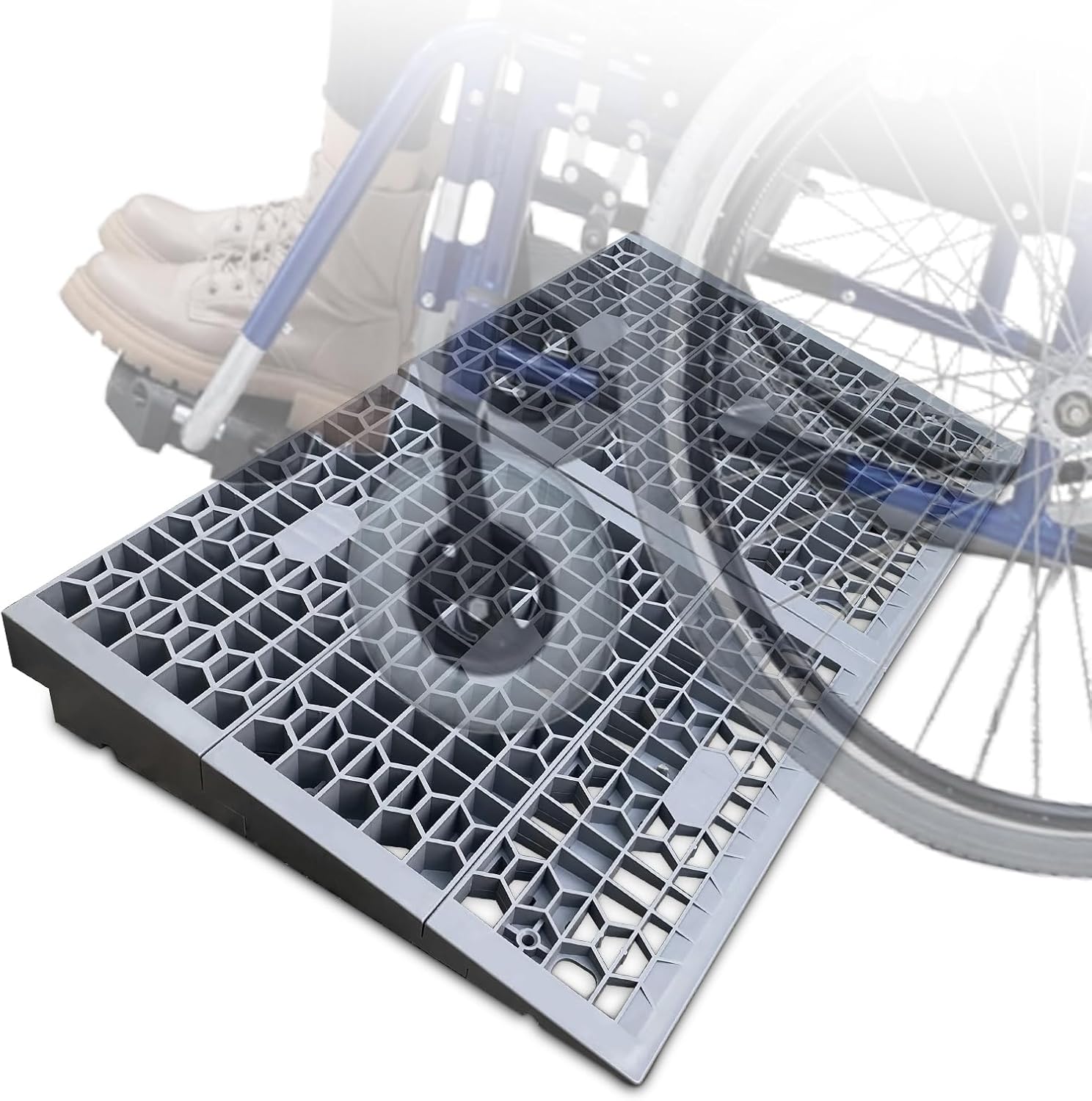 ROBLOCK 3 Inch Rise Detachable Ramps for Wheelchairs for Home Steps Entry, Portable Modular Threshold Wheelchair Ramps for Doorways, Load Capacity 3000 LBS, 2 PCS