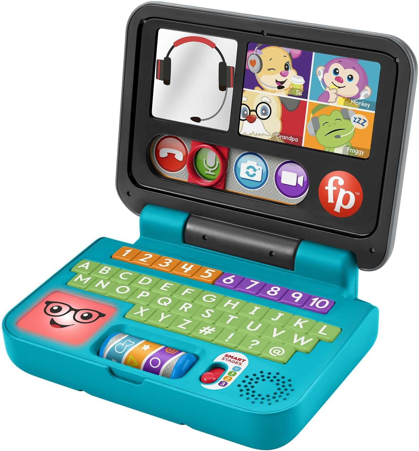Fisher-Price Laugh & Learn Let's Connect Laptop - UK English Edition, electronic toy with Smart Stages learning content for infants and toddlers, HGW96