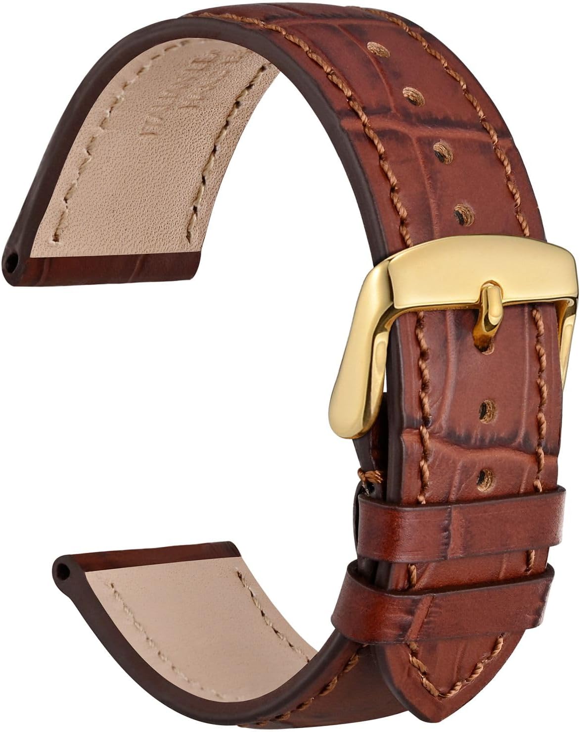 WOCCI Leather Watch Straps, Italian Leather, Embossed Alligator Grain, Choose Color & Width 14mm 18mm 19mm 20mm 21mm 22mm