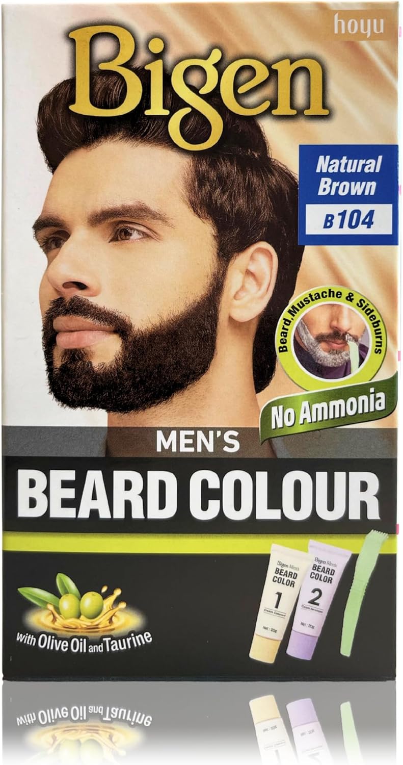Bigen Mens Beard Colour (Natural Brown B104) No Ammonia