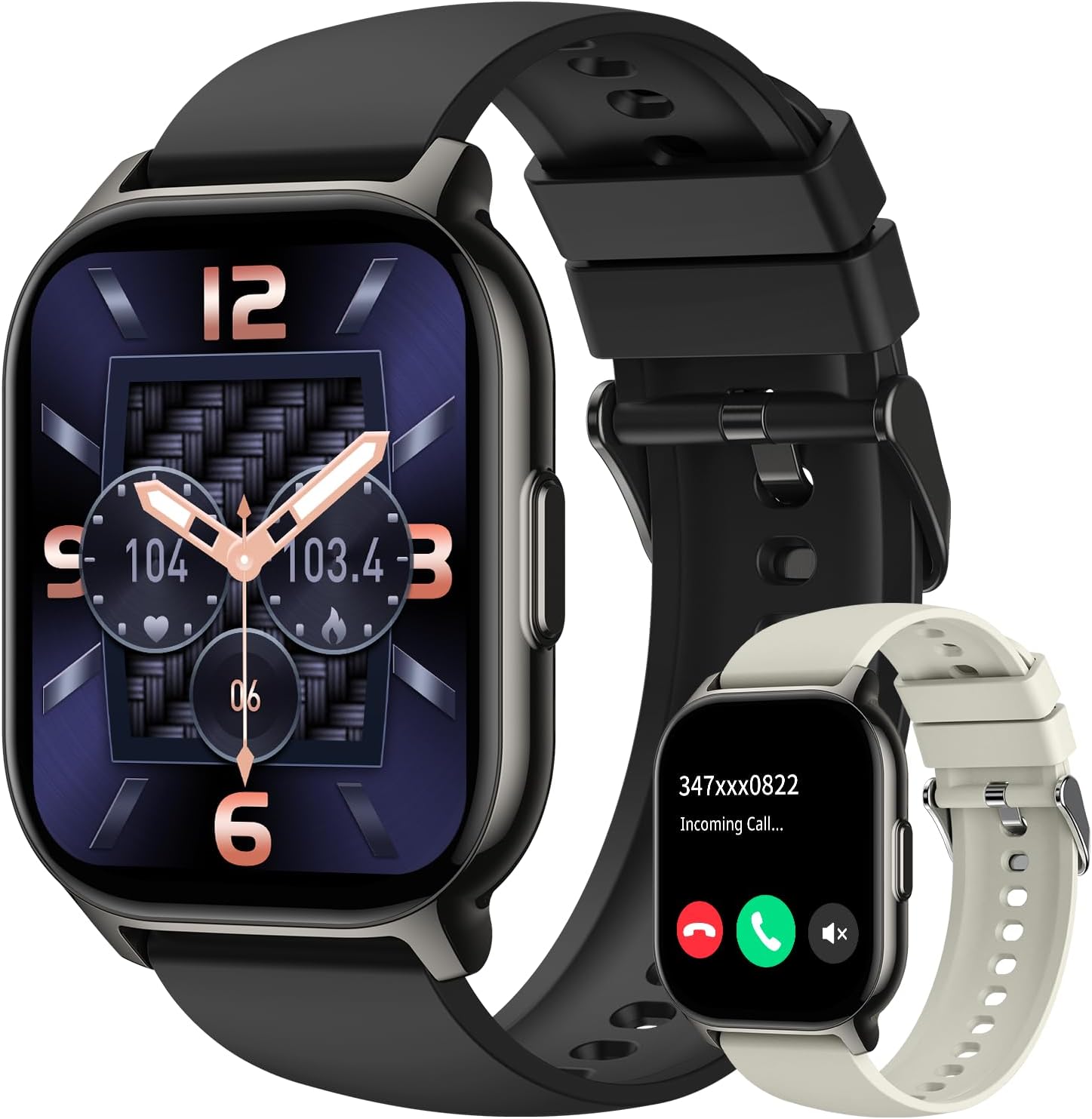 Smart Watch for Men Women Fitness: Make/Answer Call Smart Watches for Men Digital Mens Watches Running Waterproof Smartwatch Android Phones iPhone Samsung Compatible Heart Rate Monitor Step Tracker