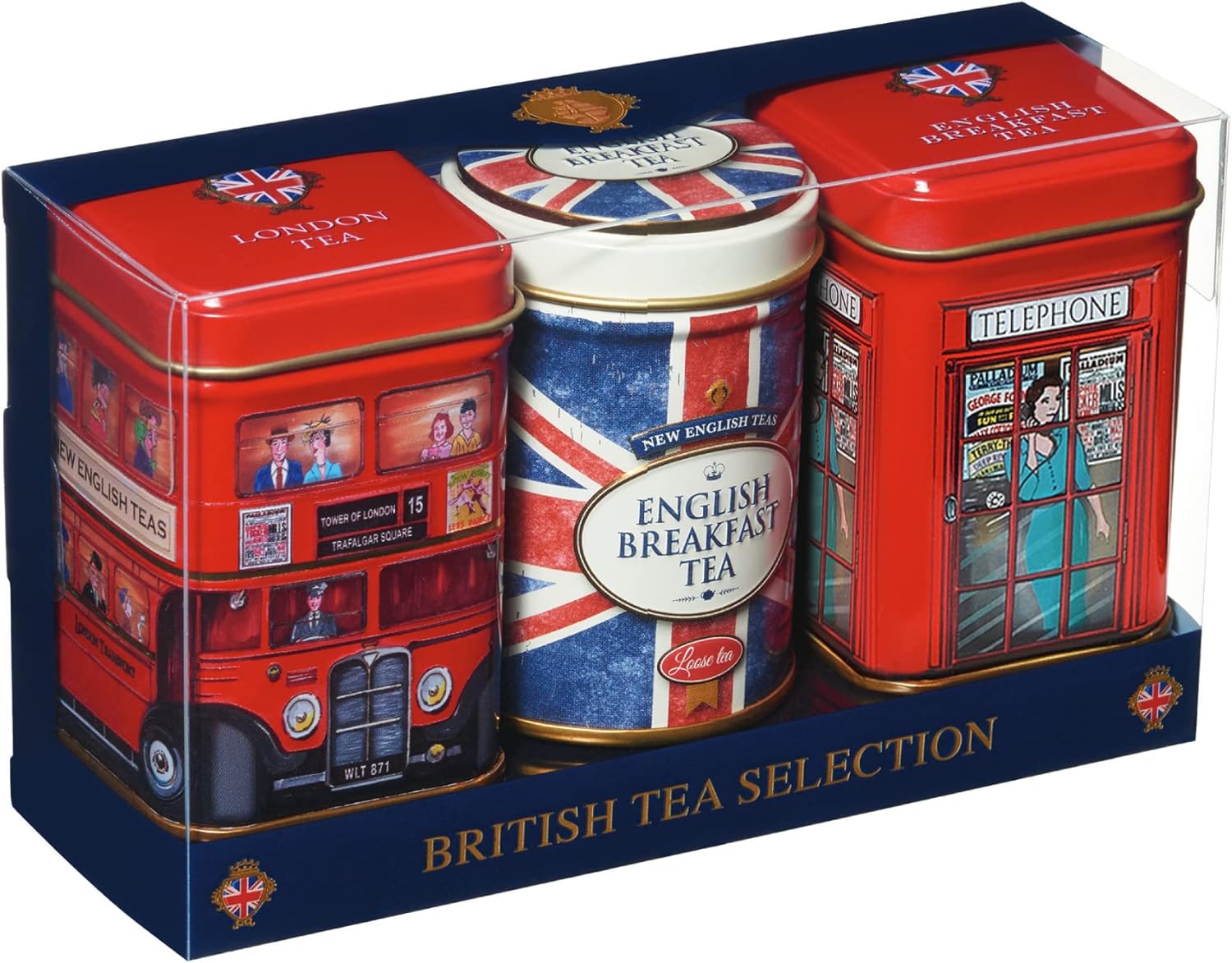 New English Teas Best of British Mini Tea Tins with Loose-Leaf Black Tea, MT62