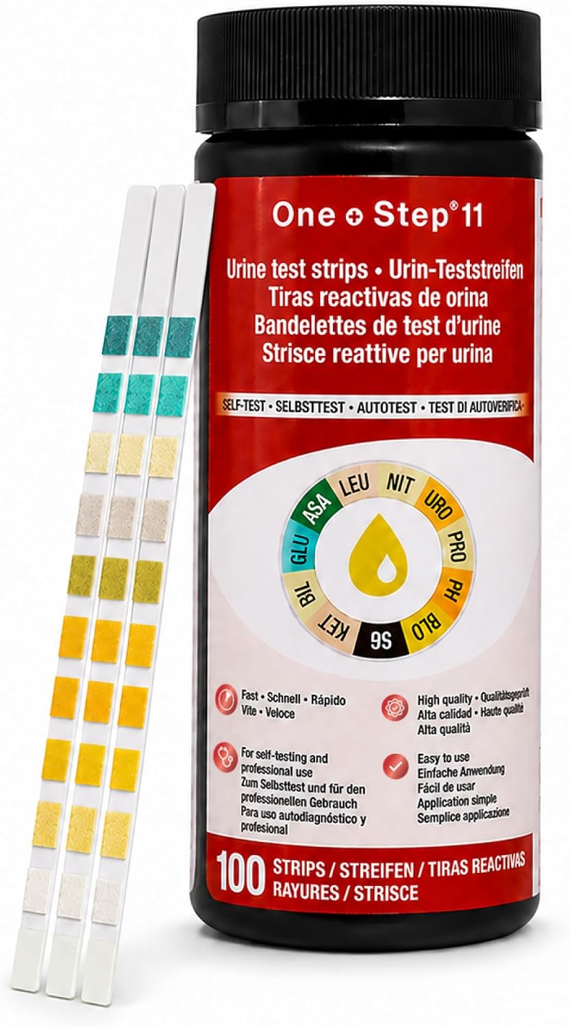 One Step: 11 Parameter Urine Test Strips Ascorbic Acid, UTI Infection, Blood, Glucose Testing Sticks