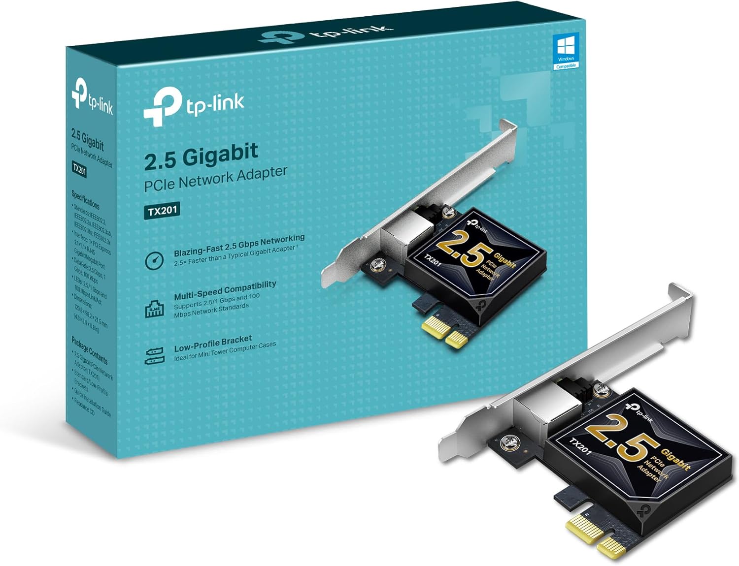 TP-Link 2.5GB PCIe Network Card (TX201) – PCIe to 2.5 Gigabit Ethernet Network Adapter, Supports Windows 11/10/8.1/8/7, Win Server 2022/2019/2016, Linux