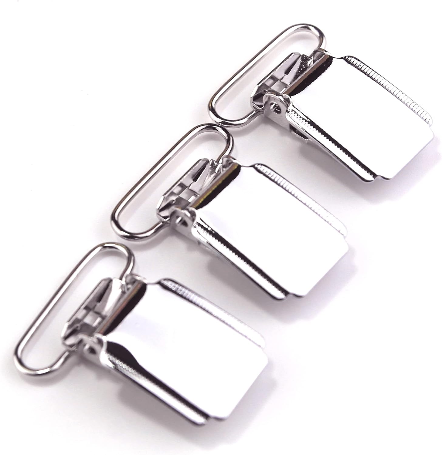 1” Heavy Duty Shiny Silver Metal Suspender Clips for Men Boy Suspenders Mitten Clip Bed Sheet Straps Holder Fastener (20pcs)
